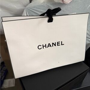 Chanel White Bag with Black Ribbon